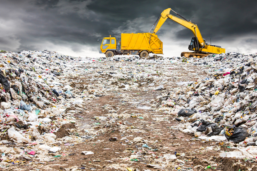 garbage dump pile in landfil